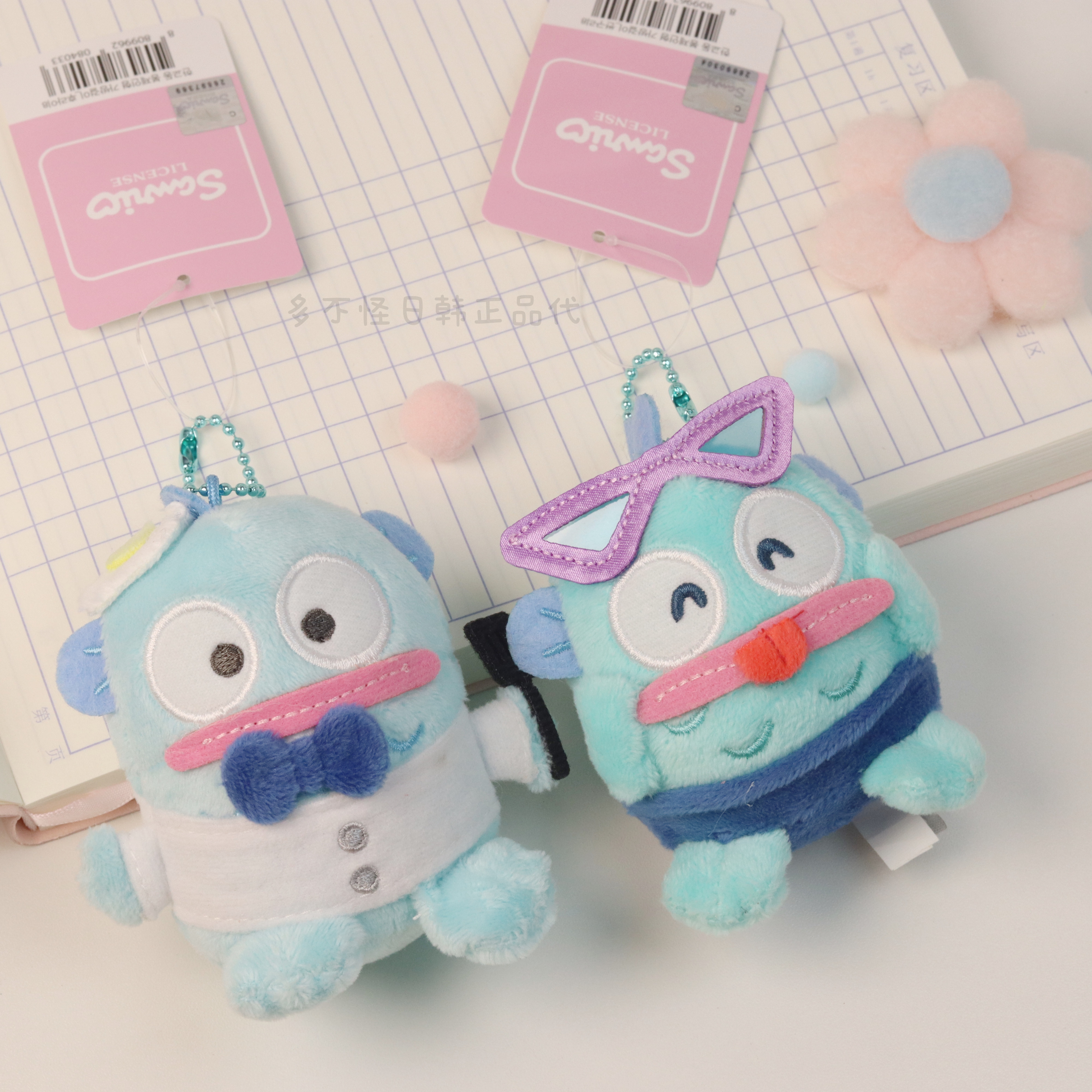 韩国代购三丽鸥墨镜厨师丑鱼毛绒玩偶挂件包挂件钥匙扣公仔礼物