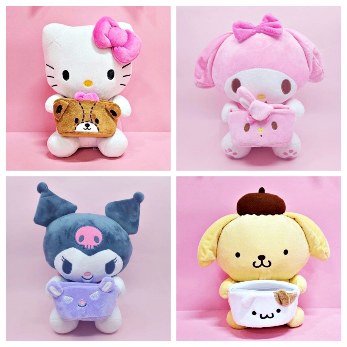 韩国代购三丽鸥收纳袋kitty美乐蒂库洛米毛绒玩偶公仔娃娃礼物