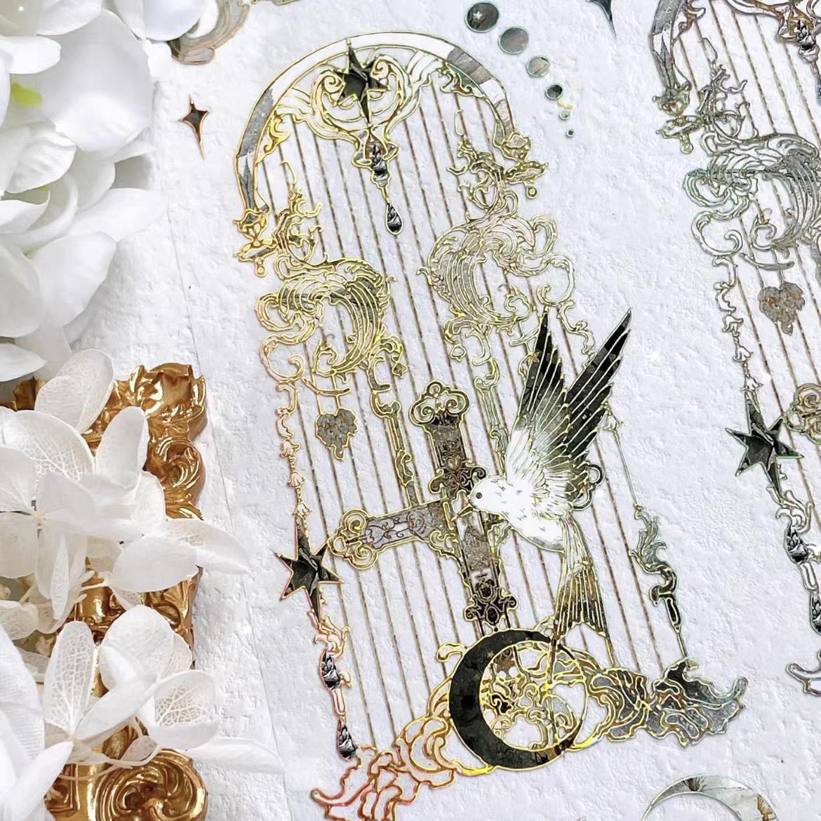 Menu手帐分装 维纳斯的竖琴.黄昏 仙气咕卡 烫镭射金PET胶带