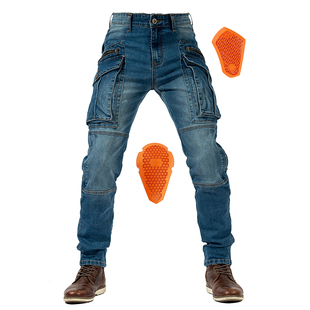 摩托车新款骑行裤秋季四季越野牛仔裤机车赛车防摔裤男士护具装备