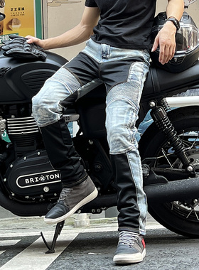 摩托车骑行裤牛仔男女四季网眼骑行裤凯夫拉防摔裤耐磨透气CE2护