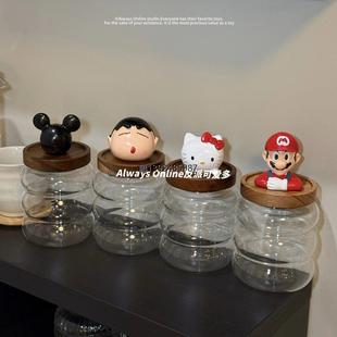 反派可爱多kitty密封罐食品级蜡笔小新马里奥咖啡杂粮收纳储物盒