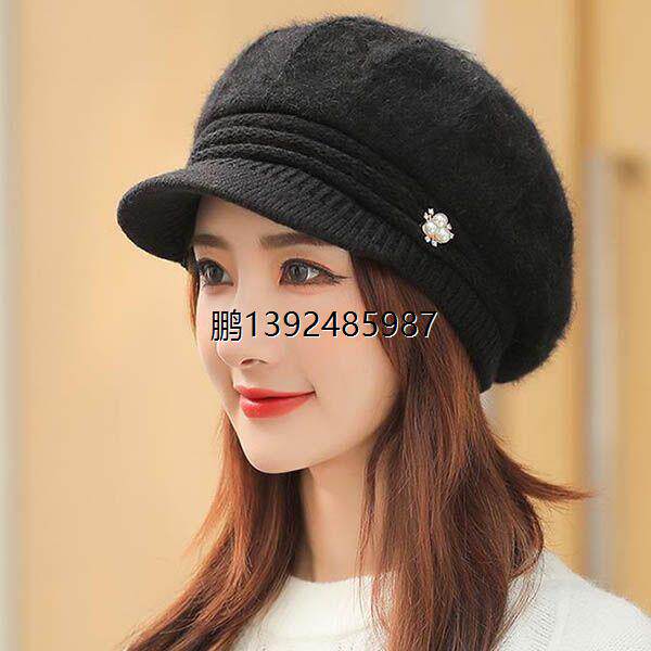 冬季加绒保暖帽女时尚百搭韩版毛线针织帽户外骑车防寒头部防护帽