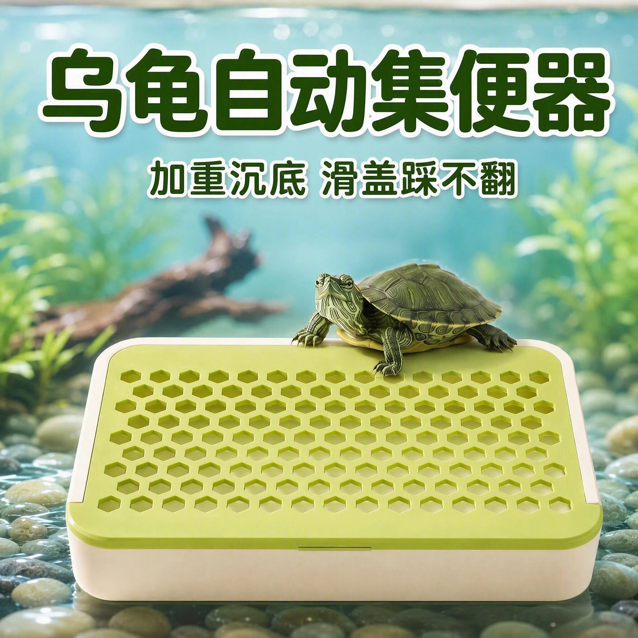 懒人乌龟集便器龟缸鱼缸粪便收集器低水位超薄小号大号吸粪PETG