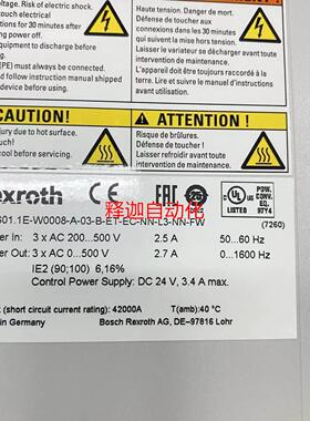 [释迦】力士乐驱动器HCS01.1E-W0008-A-03- B-ET-EC-NN-L3-NN-FW