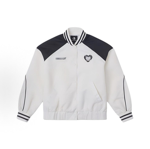 【官方鉴别】Converse 匡威拼色心形印花休闲运动夹克外套 白色