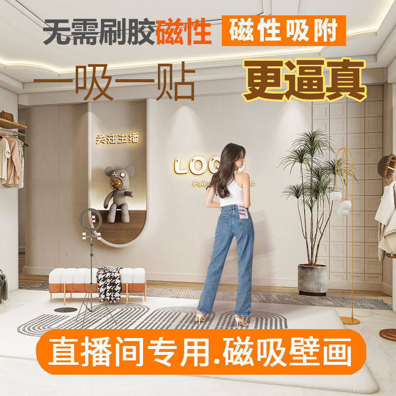 磁吸直播间背景墙高端服装定制墙布网红女装抖音快手背景布墙壁纸