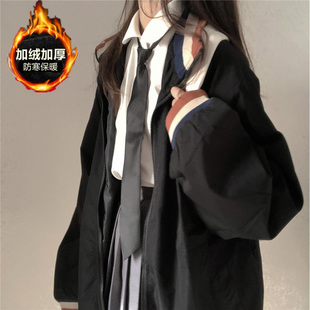 ins冬天纯棉外套女学生加绒加厚长袖中长款bf风拉链上衣复古风衣