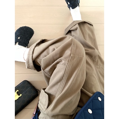 加绒加厚工装立裁宽松显瘦长裤冬