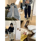 休闲直筒裤 XFYSTYLE_440g高克重加绒加厚可抽绳束脚卫裤 女25冬季