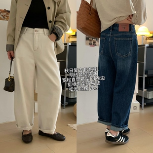XFYSTYLE_复古老爹牛仔裤女松弛感九分直筒裤高腰显瘦卷边阔腿裤