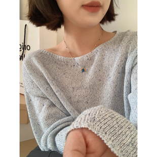 XFYSTYLE_慵懒风杂色圆领针织衫宽松显瘦亚麻和纸纱防晒罩衫女夏