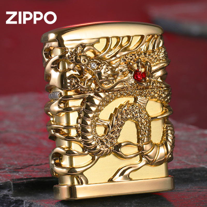 正品原装打火机zippo正版防风重盔甲天龙 龙腾四海 正品刻字限量
