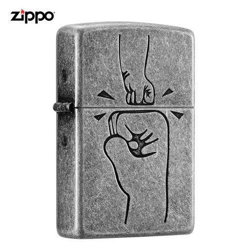 zippo打火机正品官方正版仿古银拳拳之心煤油防风送父亲节礼物zp