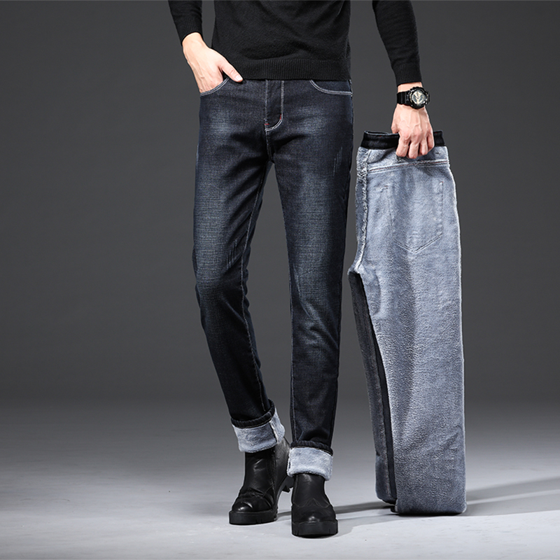 Autumn and winter man Jeans Plush thickening keep warm Casual pants Elastic force Paige Easy Straight student Trend trousersin the Men's clothing, Jeans  category - from Buy2taobao.com to provide professional Taobao agent buy service
