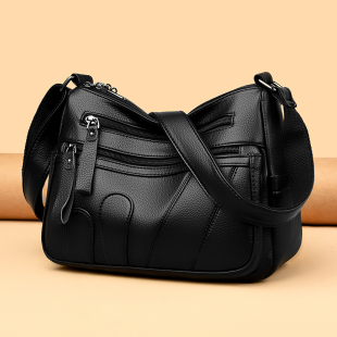 中年妈妈包老人斜挎包软皮新月包 时尚 真皮牛皮女包2026新款 潮爆款