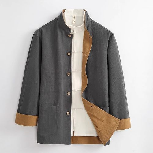 中国风亚麻唐装男中式外套