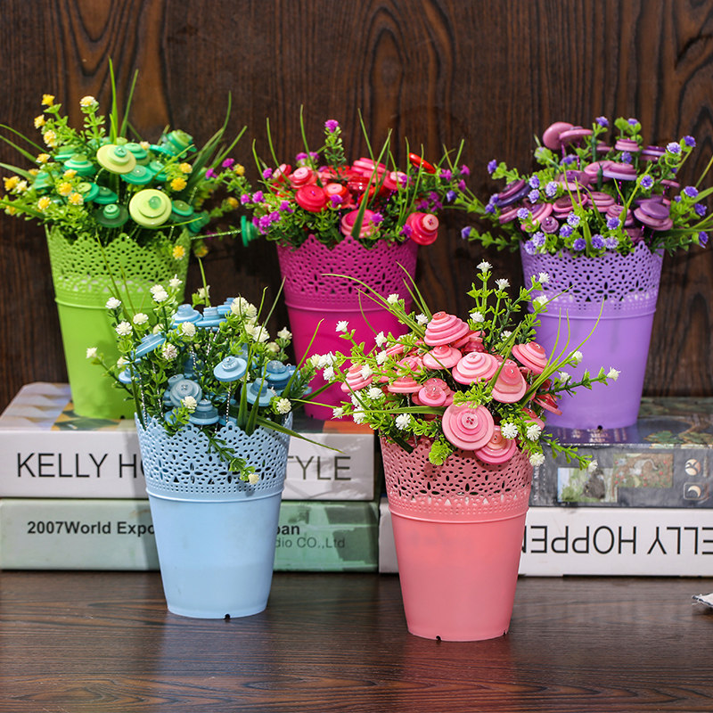 纽扣花材料包 儿童diy手工彩色扣子幼儿园益智创意玩具纽扣花束