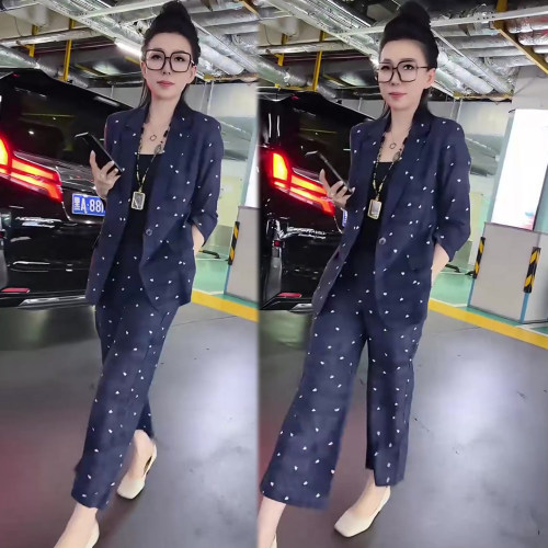 时尚西服显瘦裤子套装女2025夏季