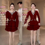 千金风高腰连衣裙女2025冬季新款时髦洋气网红女裙子中长裙蛋糕裙