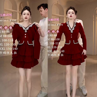 千金风高腰连衣裙女2025冬季新款时髦洋气网红女裙子中长裙蛋糕裙