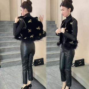 新中式毛毛拼接国风马甲女秋季新款韩版洋气时尚无袖上衣爆款坎肩