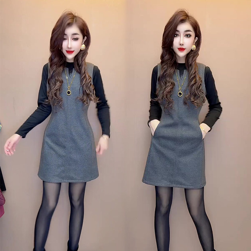 时尚洋气假两件休闲百搭连衣裙