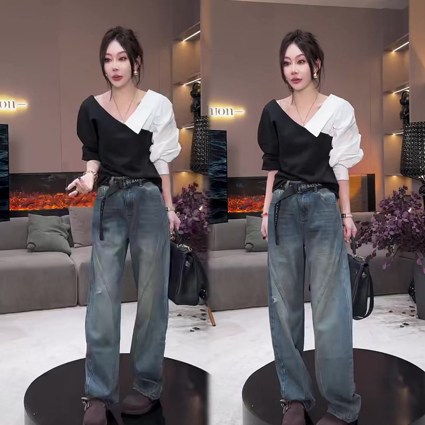 简约撞色设计感衬衫女2026春季新款韩版减龄遮肉显瘦百搭小衫上衣,女装/女士精品,衬衫,淘宝优惠券,粉丝福利购,淘宝优惠卷