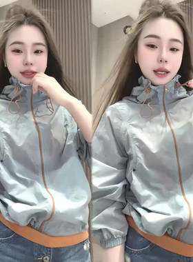 轻薄连帽短款外套女百搭夹克