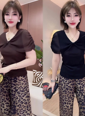 法式气质蝴蝶结短袖女