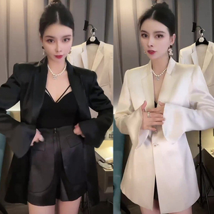 高街氣質(zhì)時尚 醋酸垂墜感喇叭袖 職業(yè)裝 外套 百搭西服女2023早秋新款