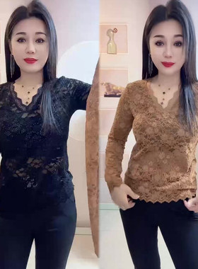 V领性感气质蕾丝衫女气质打底衫