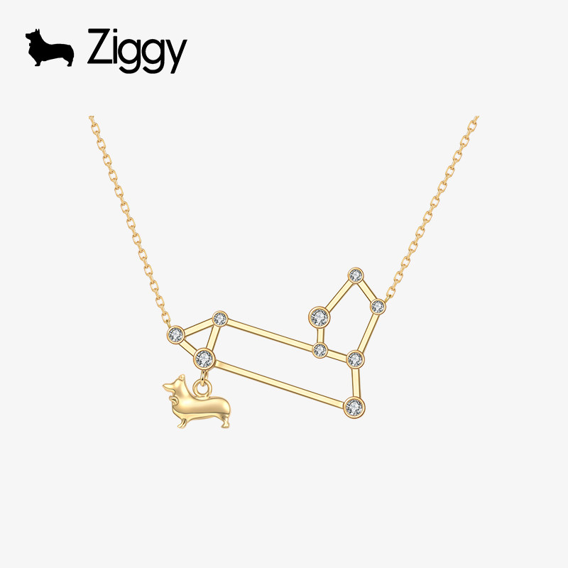 ZIGGY/芝一格 十二星座狮子座镶钻项链 18K金时尚轻奢小众锁骨链