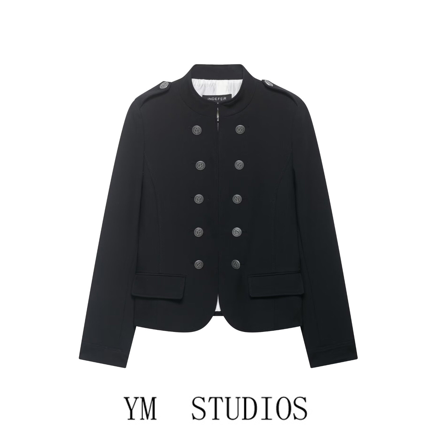 欧美风立领双排扣修身西服短外套