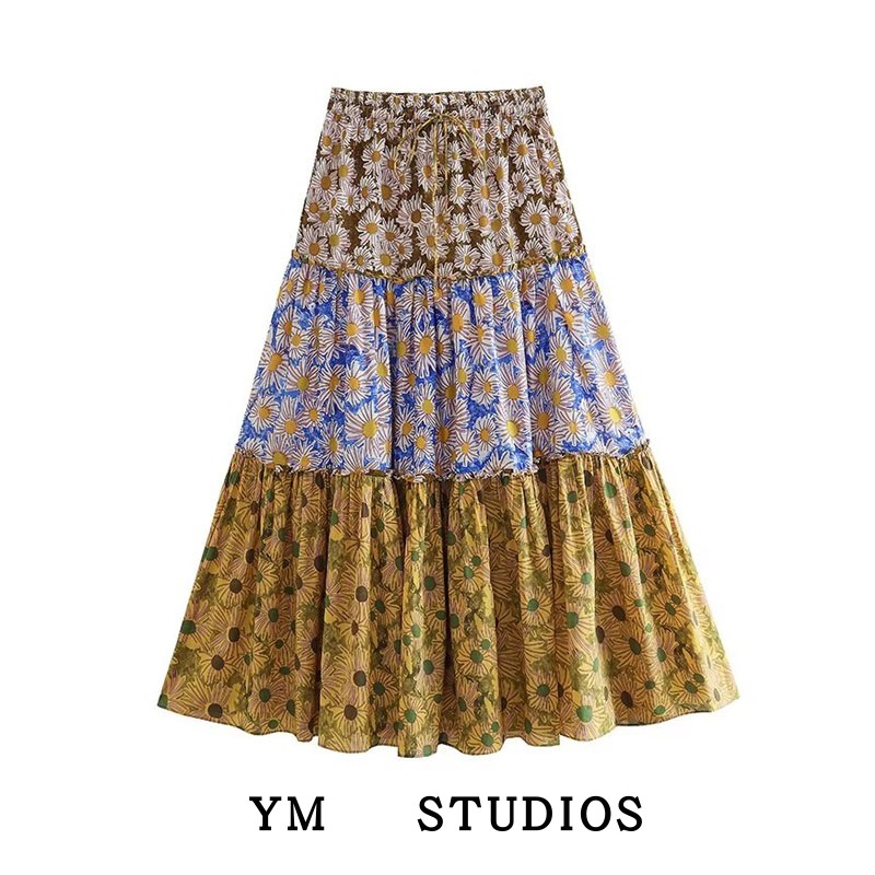 褶皱半身裙中长款女裙子大摆裙