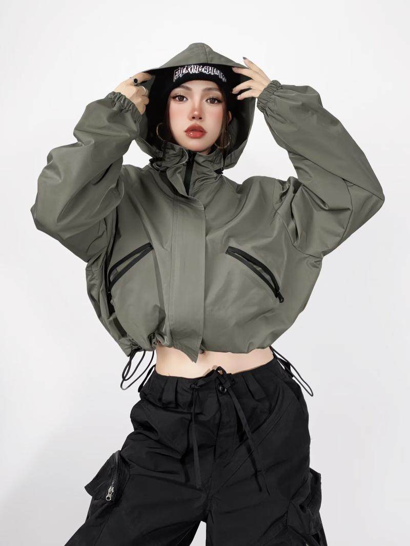 美式连帽军工冲锋衣宽松