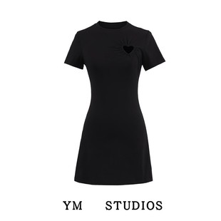 【包邮】辣妹风爱心镂空设计短袖连衣裙小个子迷你夏季修身小短裙