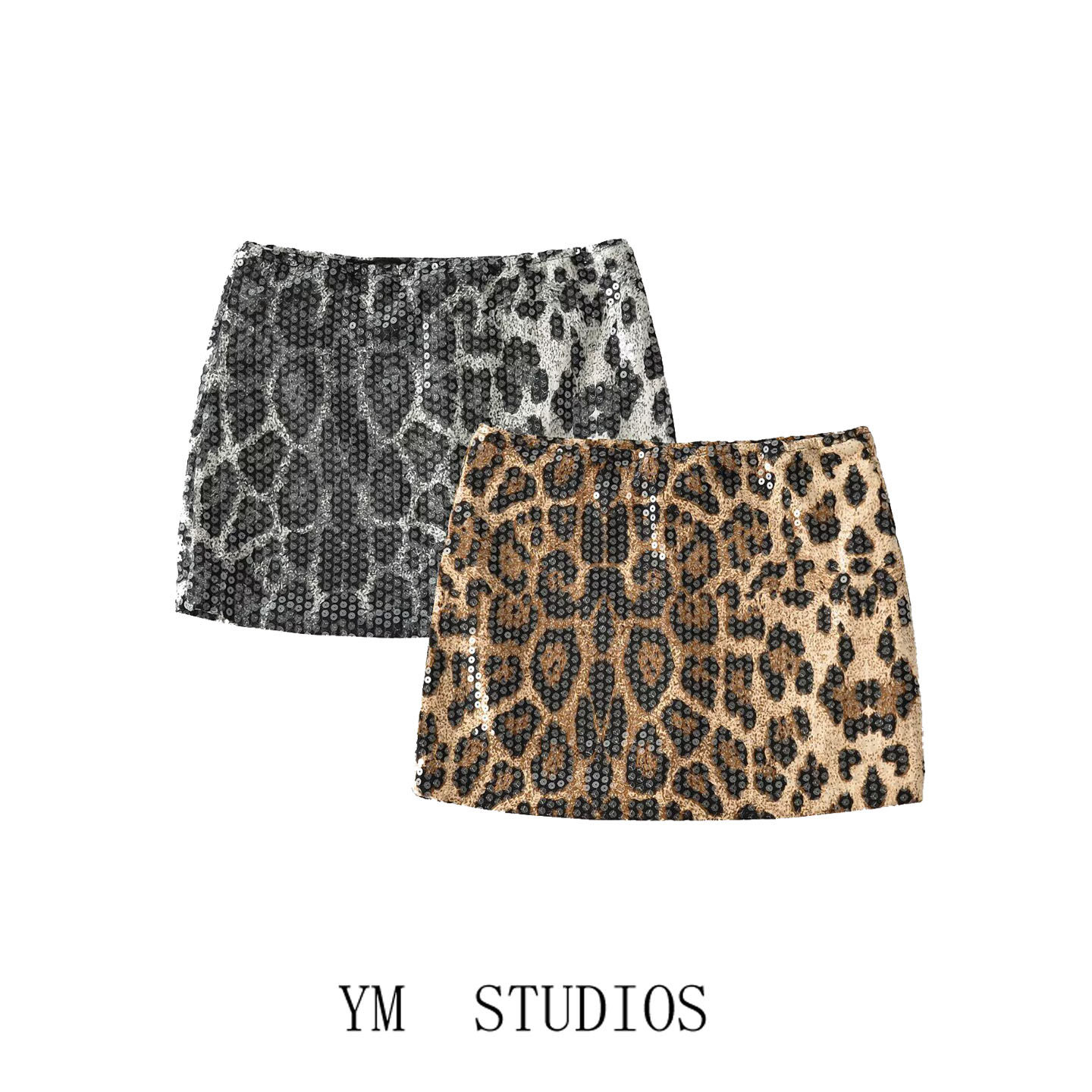 欧美女装  欧美性感豹纹亮片半身裙低腰自带防走光裤迷你辣妹短裙,女装/女士精品,半身裙,淘宝优惠券,粉丝福利购,淘宝优惠卷
