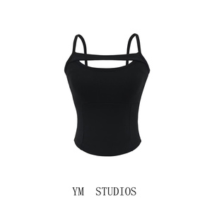 【包邮】美式辣妹心机镂空设计吊带背心女带胸垫外穿内搭打底文胸