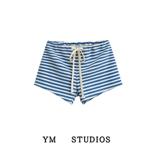 【包邮】辣妹风复古磨毛条纹短裤女夏季小众抽绳系带外穿长腿热裤