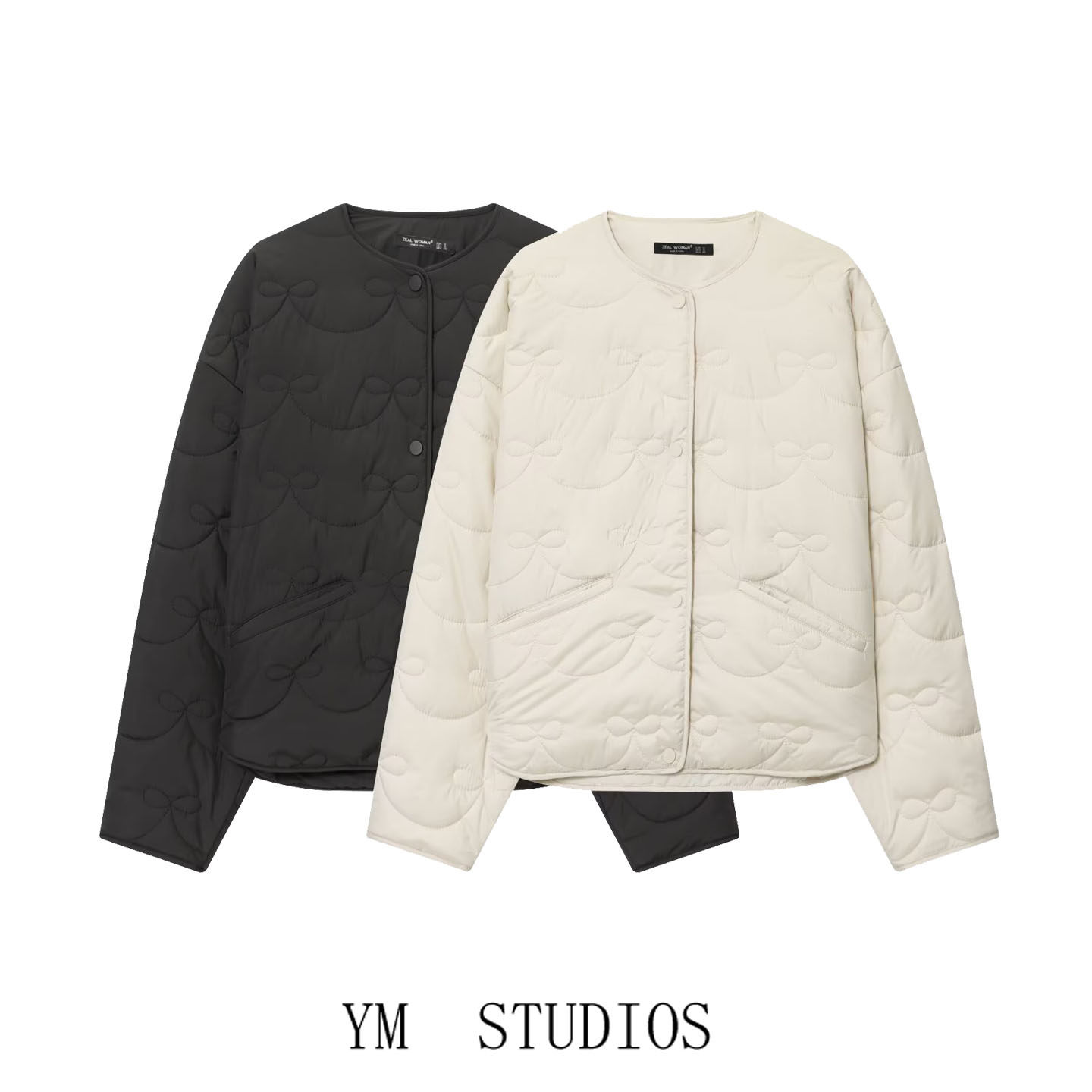 蝴蝶结绗缝轻薄款棉服