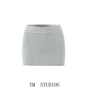 欧美女装 通勤辣妹内带防走光底裤针织半身裙秋冬季迷你超短裙