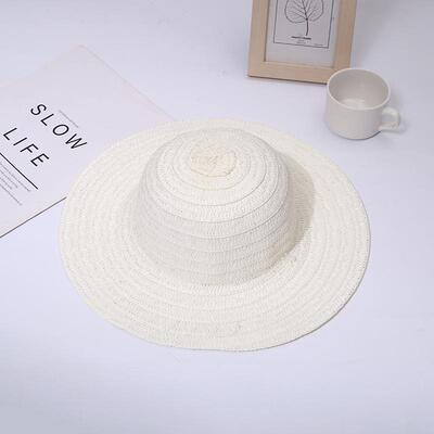 儿童DIY手工草编空白帽幼儿园亲子绘画涂鸦草帽花边破洞装饰配料