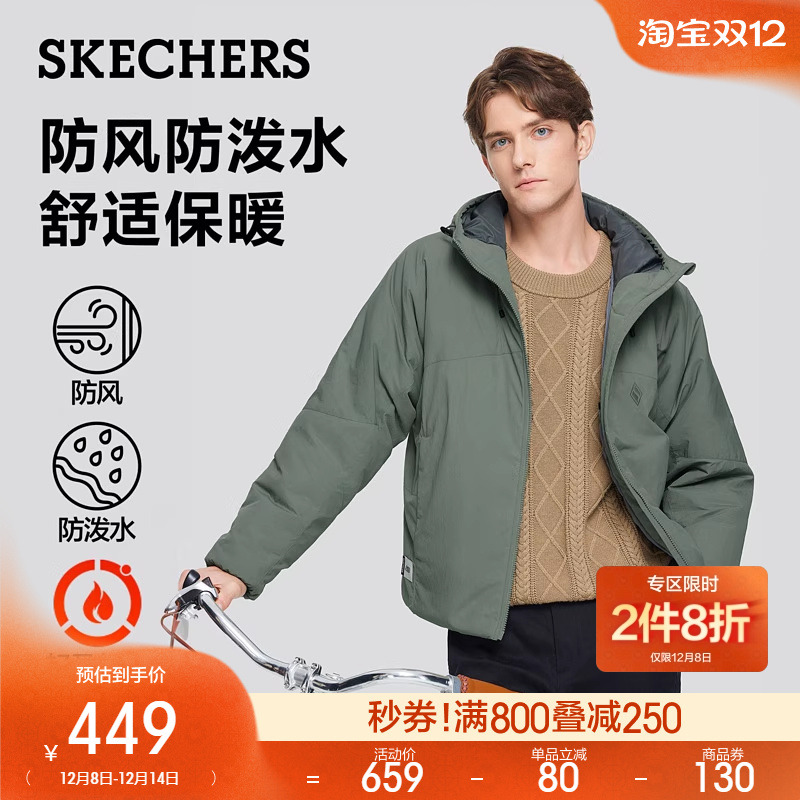 斯凯奇宽松拉链棉服