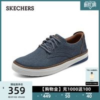 Skechers斯凯奇2024新款男子商务休闲鞋办公通勤帆布鞋圆头板鞋