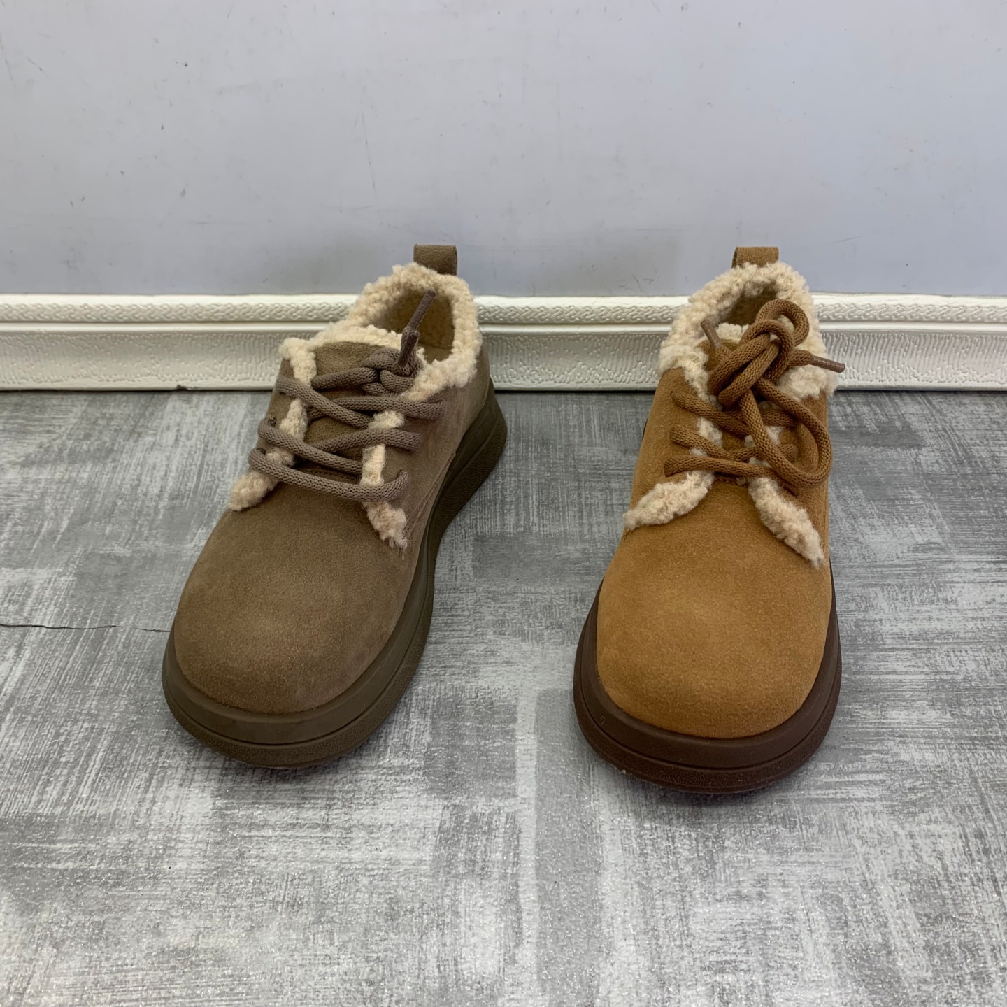 真皮圆头磨砂皮系带勃肯鞋2025新款断码处理女鞋舒适休闲加绒棉鞋