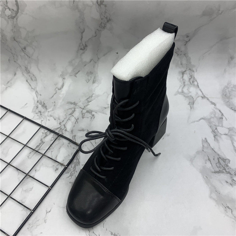 2021 SPRING AUTUMN BROKEN CODE HANDLING COMFORTABLE WOMENS BOOTS STRETCH BOOTS SUEDE BOOTS CASUAL VERSATILE SQUARE HEEL COTTON BOOTS WOMENS SHOES