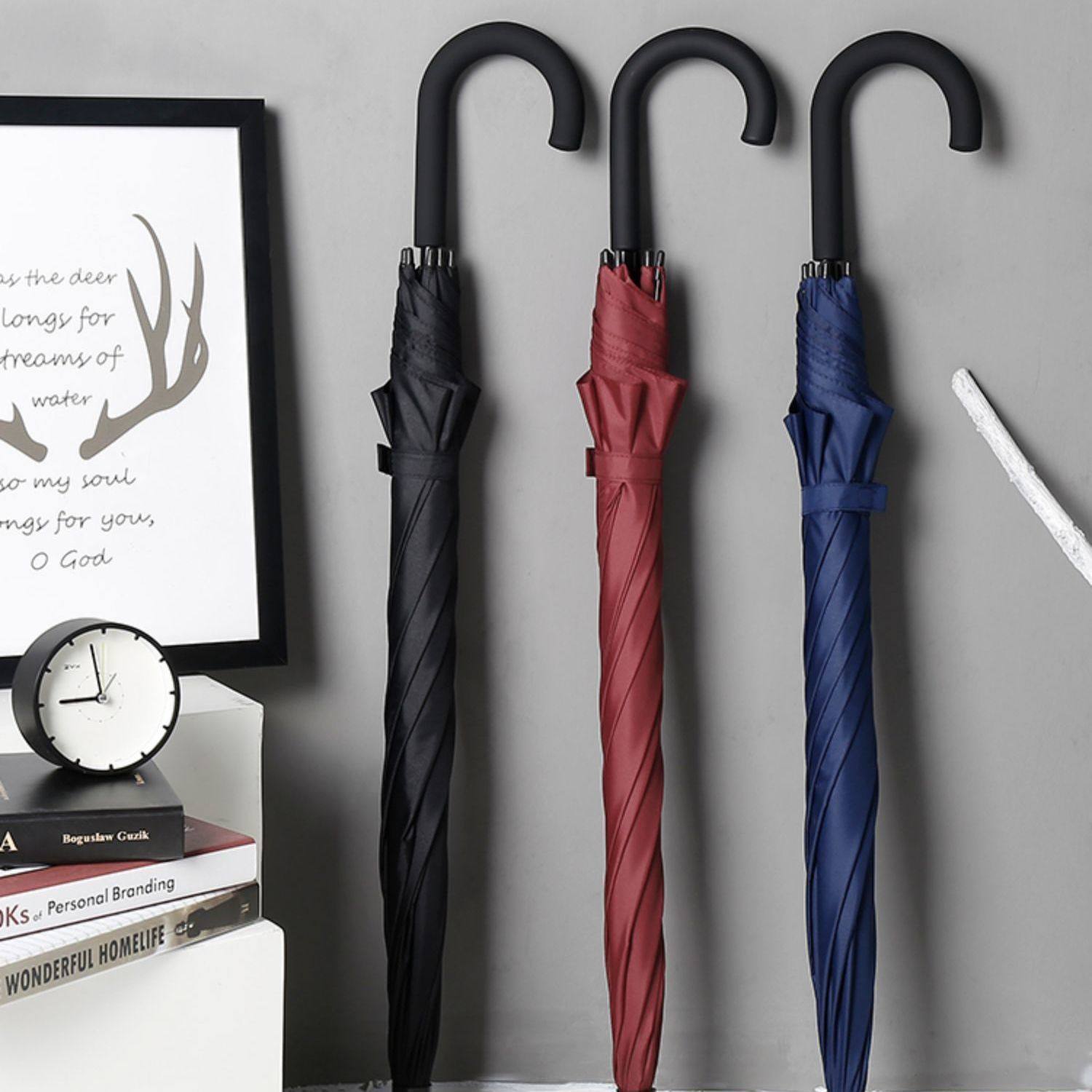 长柄弯钩雨伞6骨半自动遮阳防晒男女晴雨两用儿童小学生定制广告