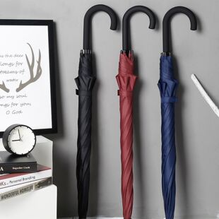 长柄弯钩雨伞6骨半自动遮阳防晒男女晴雨两用儿童小学生定制广告