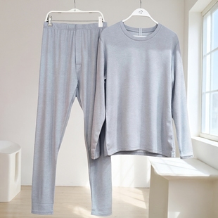 轻羽绒系列中厚柔软透气保暖套装 秋衣秋裤 男士 都市丽人FWH1D4正品